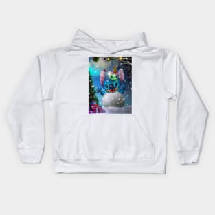 Stitch, play snowballs Kids Hoodie